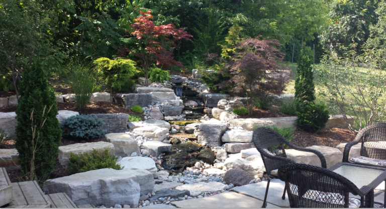 Backyard Falls and Patio